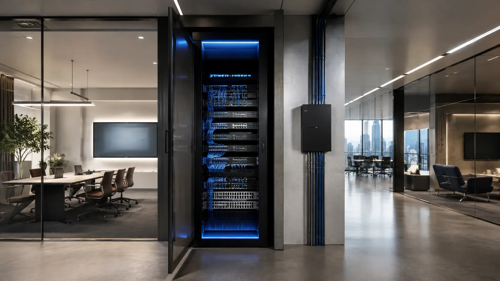 Structured network rack supporting workplace collaboration traffic